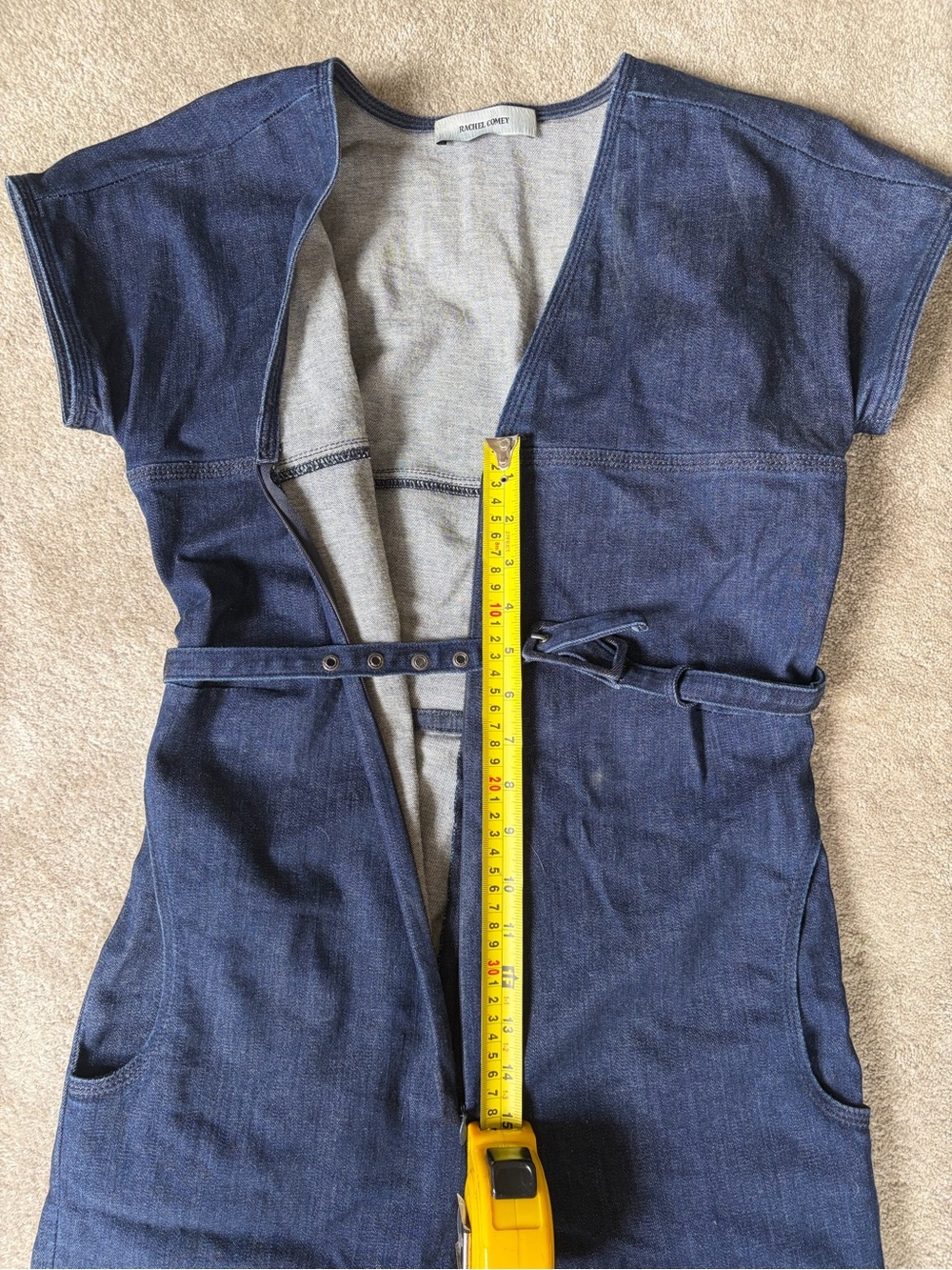 Rachel Comey Navy Blue Denim Jumpsuit with Belt - Picture 11 of 14